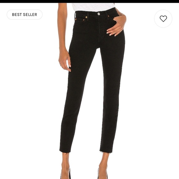 RE/DONE Originals High Rise Ankle Crop in Black size 24 $250